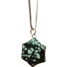 Kapamarka Obsidyen Doğal Taşı Zincirli El Yapımı Kolye Uç: 2 Cm Zincir: 20 Cm Kutulu