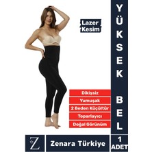 Gündelik Doğal Görünüm 2 Beden Incelten Vücut Toparlayan Çift Kat Lazer Kesim Yüksek Bel Korse Tayt