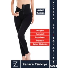 Gündelik Doğal Görünüm 2 Beden Incelten Vücut Toparlayan Lazer Kesim Yüksek Bel Ağraflı Korseli Tayt