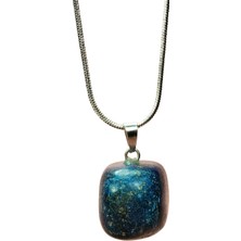 Kapamarka Lapis Lazuri Doğal Taşı Zincirli El Yapımı Kolye Uç: 2 Cm Zincir: 20 Cm Kutulu