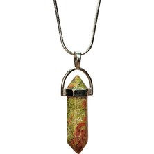 Kapamarka Unakit Doğal Taşı Zincirli El Yapımı Kolye Uç: 3 Cm Zincir: 20 Cm Kutulu