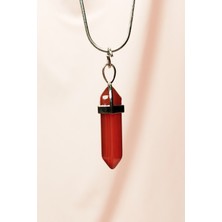 Kapamarka Akik Doğal Taşı Zincirli El Yapımı Tasarımlı Kolye Uç: 3,5 Cm Zincir: 20 Cm Kutulu