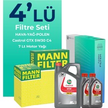 MANN Nissan Skystar 2.5 Dizel Filtre Bakım Seti Castrol Motor Yağlı (1997-2008) 4 Lü