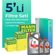 MANN Nissan Skystar 2.5 Dizel Filtre Bakım Seti Castrol Motor Yağlı (1997-2008) 5 Li
