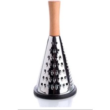 Kapamarka Çelik Lüks Paslanmaz Çelik Konik Rende Bambu Saplı -RND04