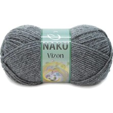 Nako 1 Adet Vizon Premium Akrilik El Örgü Ipi Yünü Renk NO:193 Loş Gri
