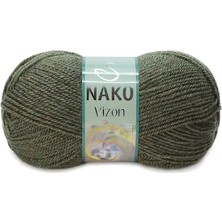 1 Adet Vizon Premium Akrilik El Örgü Ipi Yünü Renk NO:23520 Melanj Haki