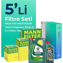 MANN Fiat Doblo 1.6 Dizel Filtre Bakım Seti Castrol Motor Yağlı (2015-2023) 5 Li