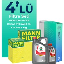 MANN Dacia Duster 1.5 BlueDci Dizel Filtre Bakım Seti Castrol Motor Yağlı (2018-2022) 4 Lü