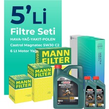 MANN Citroen Jumper 2.2 Dizel Filtre Bakım Seti Castrol Motor Yağlı (2006-2013) 5 Li