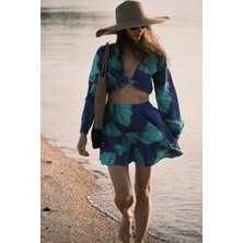 C&city Bolero Etek Pareo Plaj Elbisesi 22413 Lacivert/yeşil