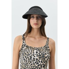 Hasır Vizör Şapka Y8218 Koyu Siyah