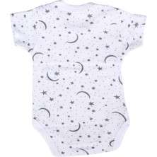 Unisex Beyaz Ayyıldız Kısakollu Zıbın - 1010947