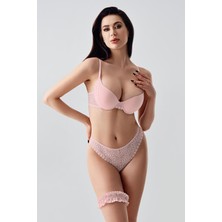Push-Up Dolgulu Bacak Bantlı Sütyen Takım C14155 Pudra