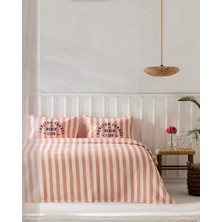 Coralie Çift Kişilik %100 Pamuk Karde Baskılı Pike Takımı - Turuncu