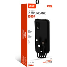 Blic Bpb4 10.000MAH LED Işıklı Powerbank Siyah | 4 Cihaz Aynı Anda Şarj | Dahili 3in1 Kablo