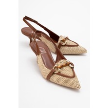 Osca Taba Hasır Tokalı Sivri Burun Kadın Topuklu Ayakkabı