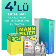 Mann Filter Renault Captur 1.3 Benzin TCe Filtre Bakım Seti Shell Motor Yağlı (2020-2024) 4 Lü