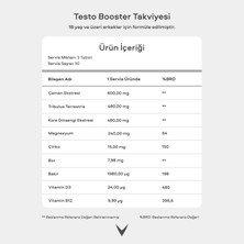 Virtus Testo Booster Tribulus Terrestris, Kore Ginsengi, Çemen Otu, Bor, Vitamin D İçeren Takviye Gıda