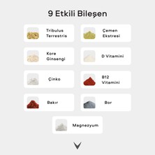 Virtus Testo Booster Tribulus Terrestris, Kore Ginsengi, Çemen Otu, Bor, Vitamin D İçeren Takviye Gıda