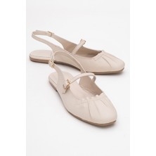 Brıtney Bej Hakiki Deri Önü Kapalı Kadın Sandalet