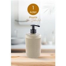 1 Adet Akrilik Sıvı Sabunluk Mutfak Banyo Sabunluk Seti- 500 ml Cam Değildir- Bej