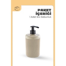 1 Adet Akrilik Sıvı Sabunluk Mutfak Banyo Sabunluk Seti- 500 ml Cam Değildir- Bej