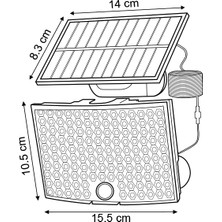 HL-5177 268 Ledli Solar Projektör 60W Güneş Enerjili Hareket Sensörlü LED Projektör - Beyaz Işık
