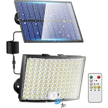 HL-5177 268 Ledli Solar Projektör 60W Güneş Enerjili Hareket Sensörlü LED Projektör - Beyaz Işık