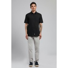 Lee Cooper Desola Erkek %100 Pamuk Kısa Kol Dokuma Gömlek Siyah