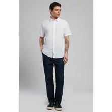 Lee Cooper Andre Erkek Kısa Kol Dokuma Gömlek Beyaz