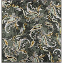 Haki Şal Desen Twill Ipek Eşarp