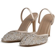 Letafia Tiana Bej Taşlı Topuklu Ayakkabı