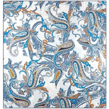 Buz Mavi Şal Desen Twill Ipek Eşarp