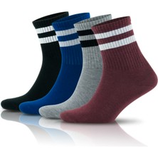 Gowith 4 Çift Pamuklu Çemberli Kısa Yarım Konç Kolej Tipi Spor Patik Yıkamalı Kadın Çorap 2501