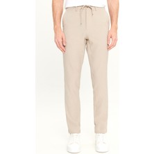 Altınyıldız Classics Erkek Bej Slim Fit Dar Kesim Beli Bağlamalı Yan Cepli Casual Jogger Pantolon