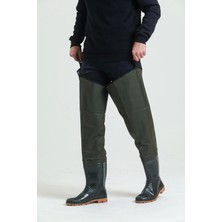 Kasık Çizme Ikç 1650 Su Geçirmez Dayanıklı Av ve Balıkçı Çizmesi Haki Renk