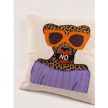 No Attitude Kaplan Illüstrasyonlu Kırlent Kılıfı (45X45 Cm)