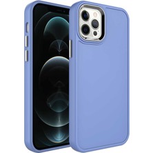Maks Technology iPhone 12 Pro Max Kılıf Metal Çerçeve ve Buton Tasarımlı Sert Mkst Botox Kapak-Lavendery Gray