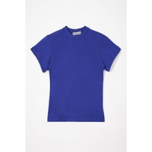 Zepkids Bisiklet Yaka Saks Renk Erkek Çocuk Tshirt