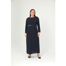 Aygönül Kadın Büyük Beden Boncuk Işlemeli Lüx Krep Kumaş Abiye Elbise