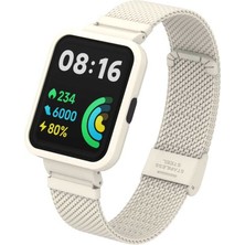 Xiaomi Redmi Watch 2 Lite Uyumlu Krd-66 Metal Kordon Mkst - Krem