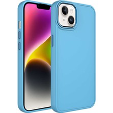 Maks Technology iPhone 14 Kılıf Metal Çerçeve ve Buton Tasarımlı Silikon Mkst Luna Kapak-Sierra Mavi