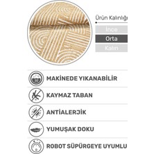 Revna Sarı Bej (Kum Beji) Yıkanabilir Halı – Kaydırmaz Taban, Pamuk Dokuma, Salon Mutfak Koridor Için Uygun