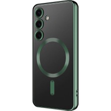 Maks Technology Galaxy S24 Plus Kılıf Kamera Korumalı Magsafe Wireless Şarj Özellikli Mkst Demre Kapak-Koyu Yeşil