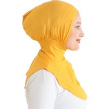 Kadın Boyunluklu Hijab Tesettür Pratik Spor Bone - Sarı