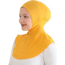 Kadın Boyunluklu Hijab Tesettür Pratik Spor Bone - Sarı