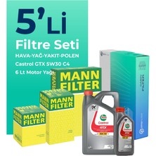 MANN Dacia Sandero 1.5 BlueDci Dizel Filtre Bakım Seti Castrol Motor Yağlı (2018-2021) 5 Li