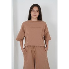 Haykids Kız Çocuk Iki İplik Kumaş Şortlu Takım Bisiklet Yaka Rahat Kesim ve Nefes Alabilir Özellik