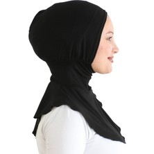 Kadın Boyunluklu Hijab Tesettür Pratik Spor Bone - Siyah